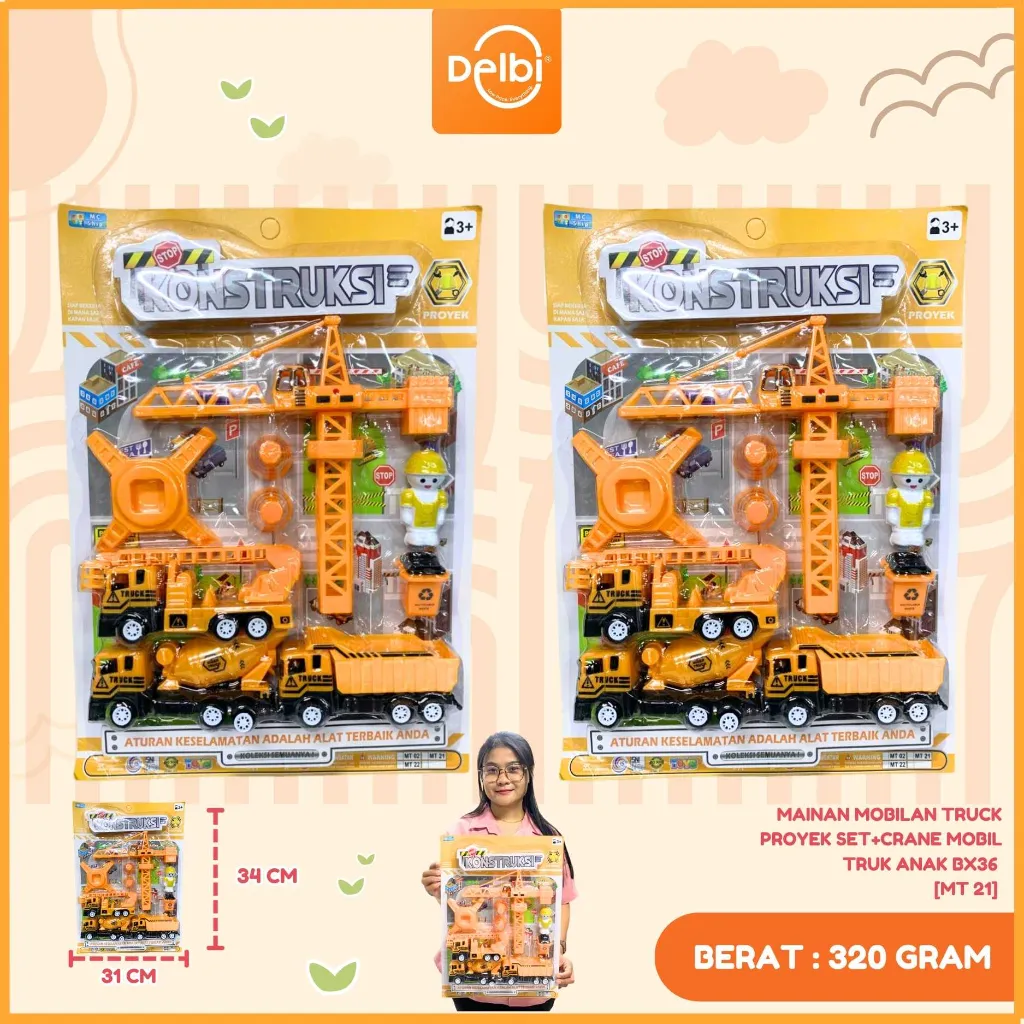 [MT 21] MAINAN MOBILAN TRUCK PROYEK SET+CRANE MOBIL TRUK ANAK BX36