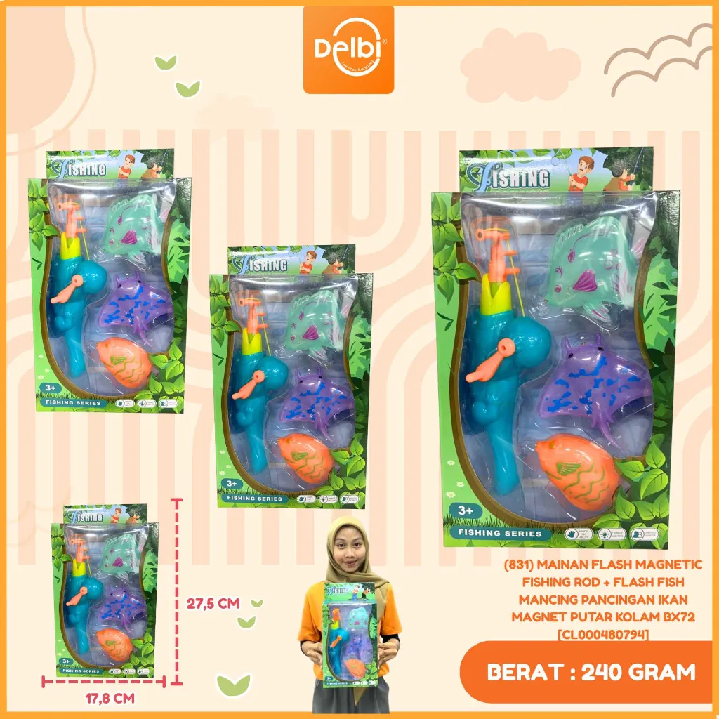 [CL000480794] (831) MAINAN FLASH MAGNETIC FISHING ROD + FLASH FISH MANCING PANCINGAN IKAN MAGNET PUTAR KOLAM BX72