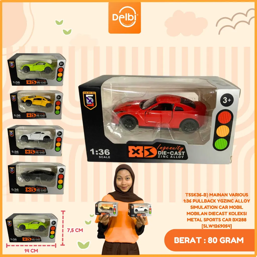 (T5SK36-B) MAINAN VARIOUS 1:36 PULLBACK ygZINC ALLOY SIMULATION CAR MOBIL MOBILAN DIECAST KOLEKSI METAL SPORTS CAR BX288