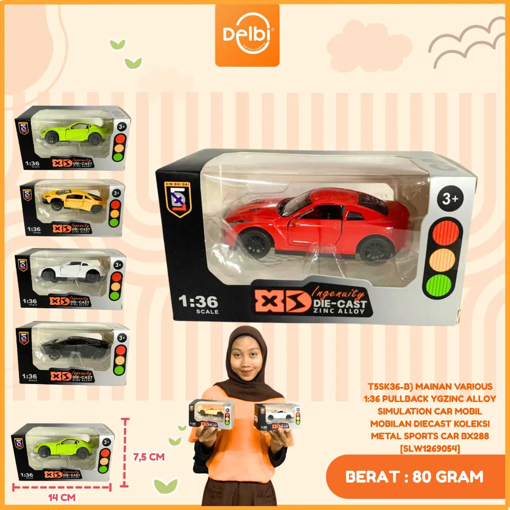 [SLW1269054] (T5SK36-B) MAINAN VARIOUS 1:36 PULLBACK ygZINC ALLOY SIMULATION CAR MOBIL MOBILAN DIECAST KOLEKSI METAL SPORTS CAR BX288