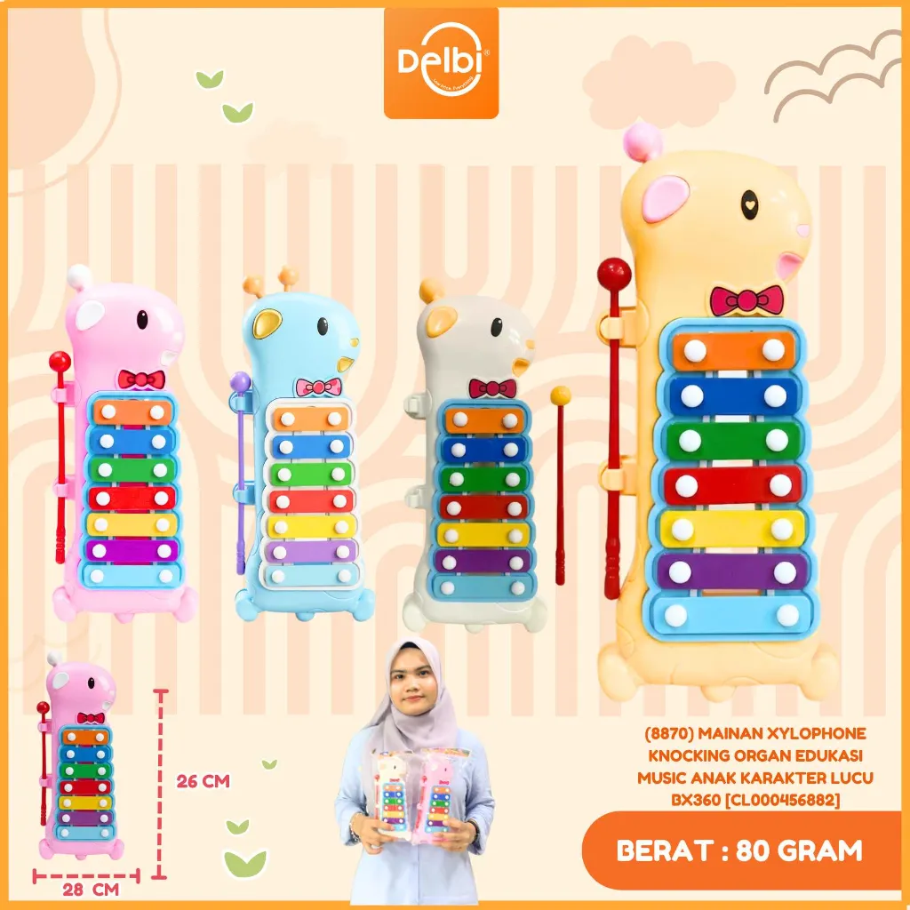 (8870) MAINAN XYLOPHONE KNOCKING ORGAN EDUKASI MUSIC ANAK KARAKTER LUCU BX360
