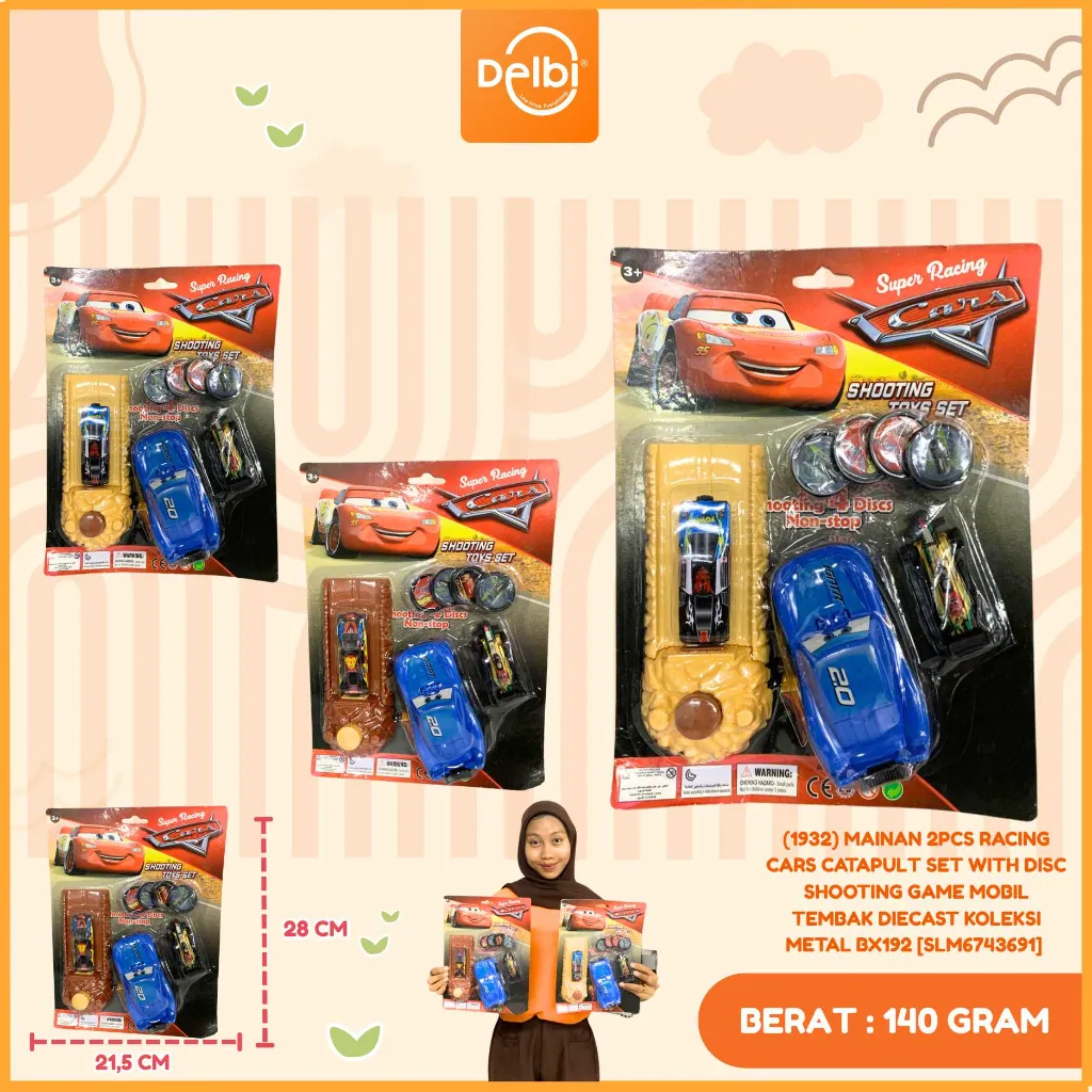 (1932) MAINAN 2PCS RACING CARS CATAPULT SET WITH DISC SHOOTING GAME MOBIL TEMBAK DIECAST KOLEKSI METAL BX192