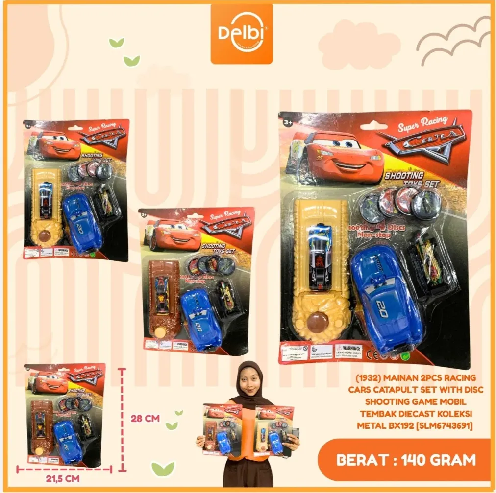 [SLM6743691] (1932) MAINAN 2PCS RACING CARS CATAPULT SET WITH DISC SHOOTING GAME MOBIL TEMBAK DIECAST KOLEKSI METAL BX192