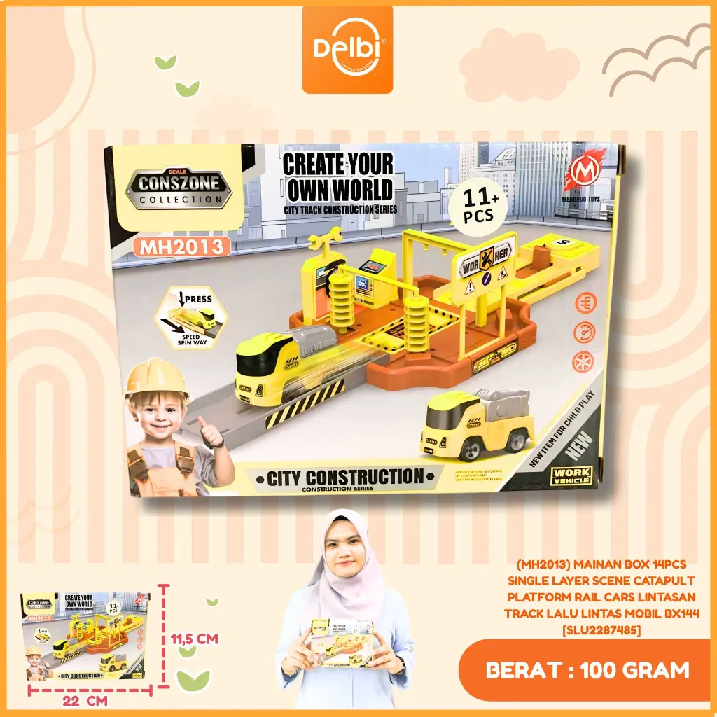 [SLU2287485] (MH2013) MAINAN BOX 14PCS SINGLE LAYER SCENE CATAPULT PLATFORM RAIL CARS LINTASAN TRACK LALU LINTAS MOBIL BX144
