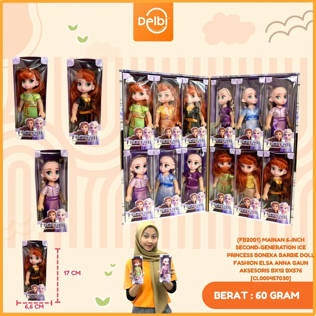 (FB2001) MAINAN 6-INCH SECOND-GENERATION ICE PRINCESS BONEKA BARBIE DOLL FASHION ELSA ANNA GAUN AKSESORIS BX12 BX576
