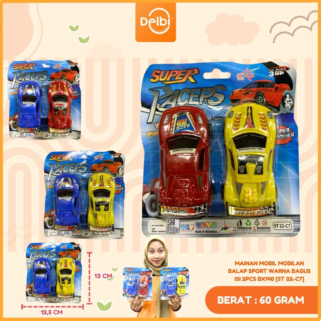 [ST 22-C7] MAINAN MOBIL MOBILAN BALAP SPORT WARNA BAGUS ISI 2PCS BX140