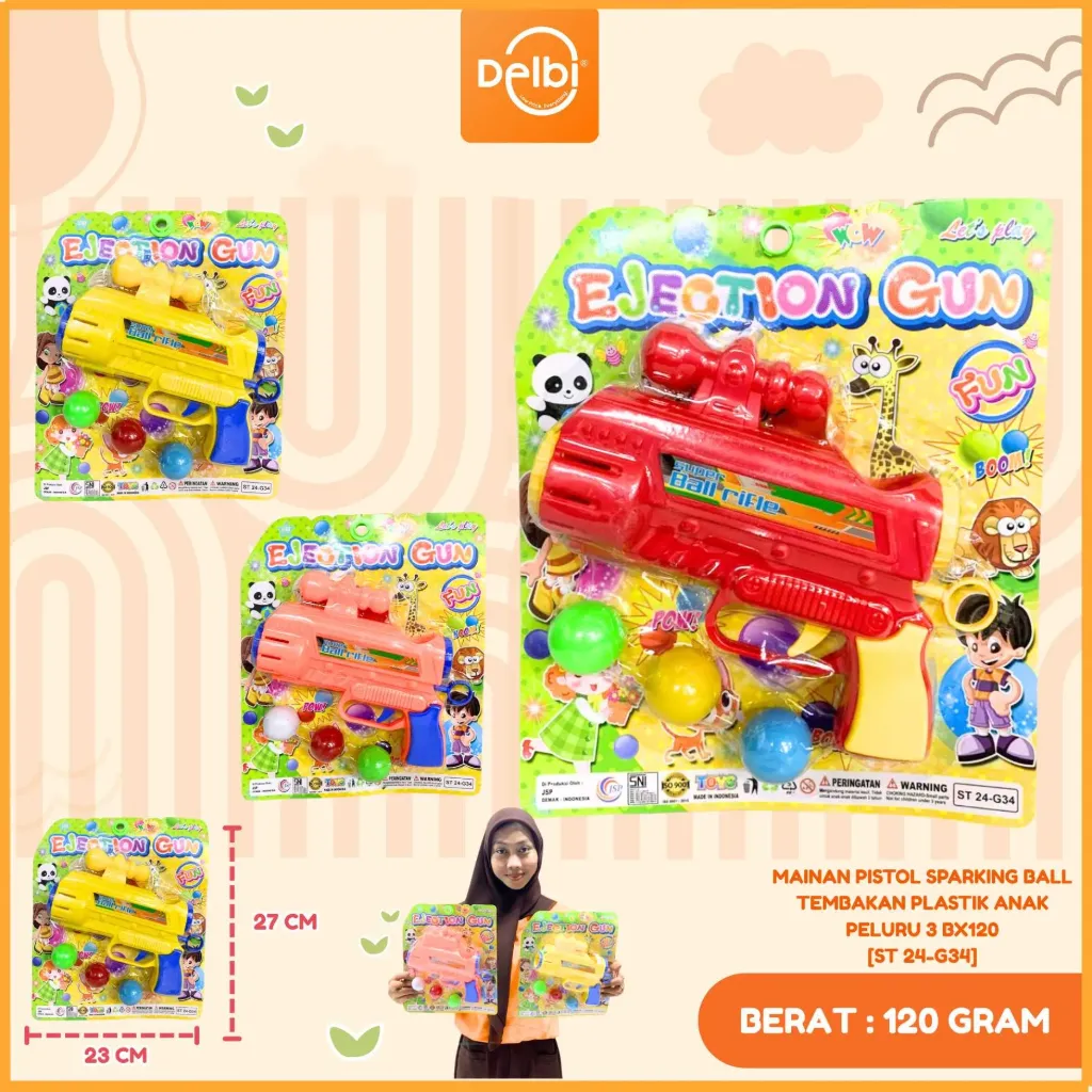 [ST 24-G34] MAINAN PISTOL SPARKING BALL TEMBAKAN PLASTIK ANAK PELURU 3 BX120