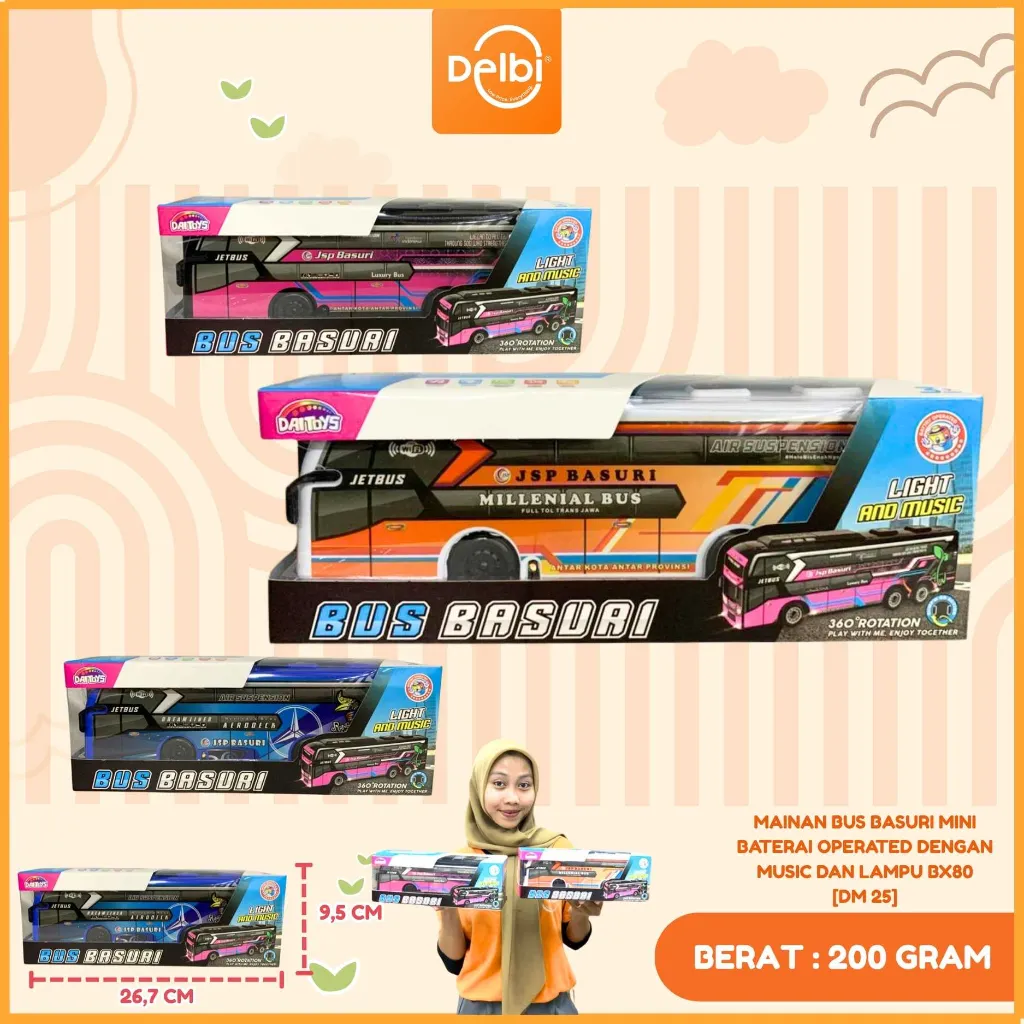 [DM 25] MAINAN BUS BASURI MINI BATERAI OPERATED DENGAN MUSIC DAN LAMPU BX80