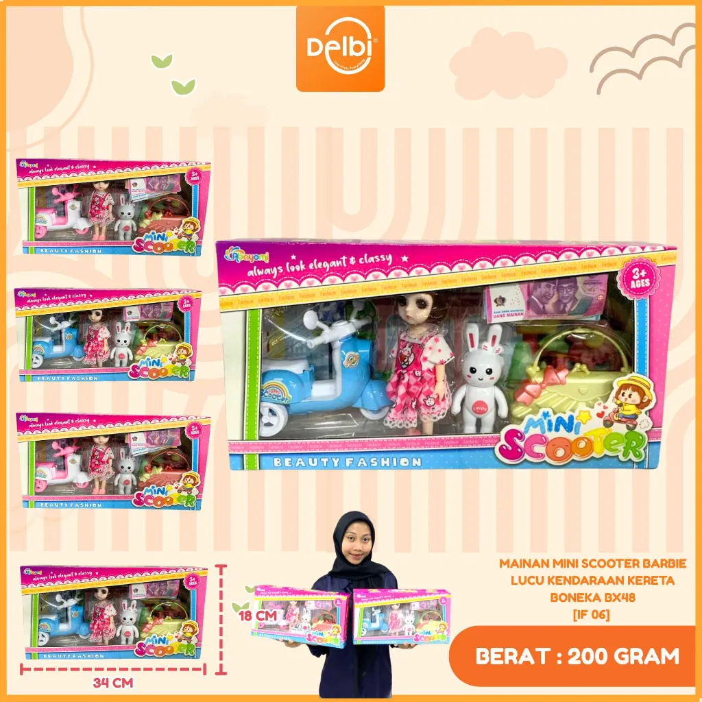 MAINAN MINI SCOOTER BARBIE LUCU KENDARAAN KERETA BONEKA BX48