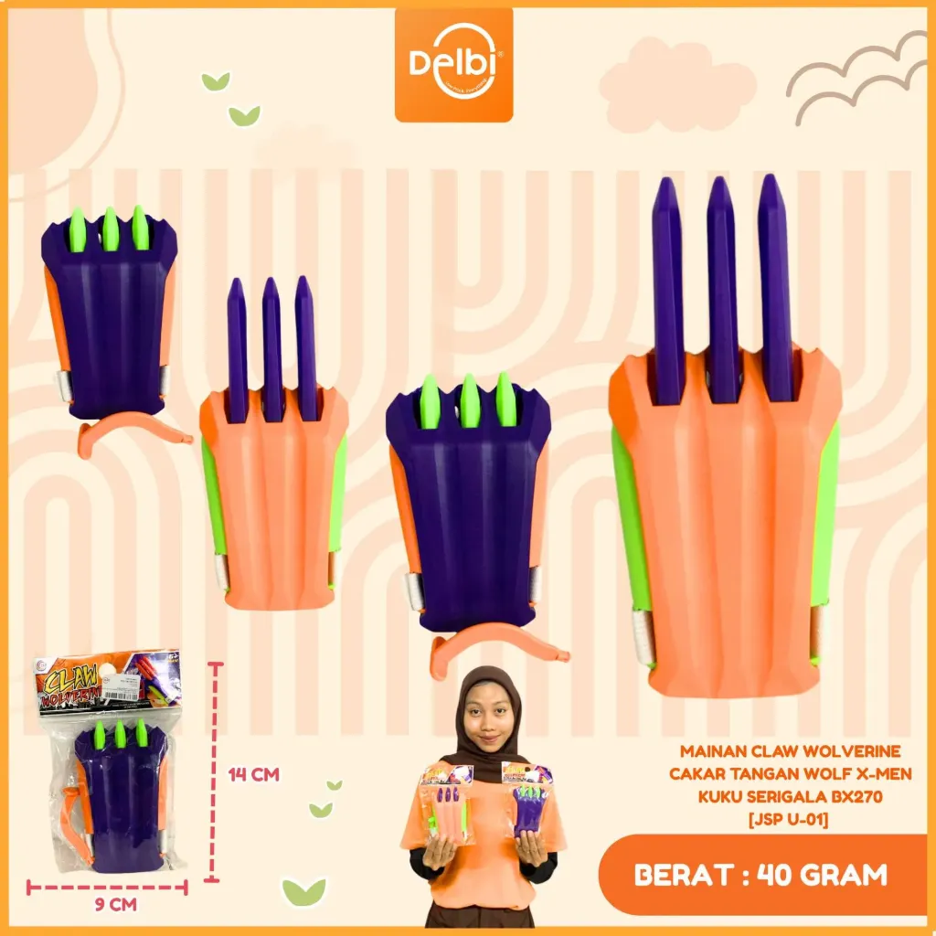 [JSP U-01] MAINAN CLAW WOLVERINE CAKAR TANGAN WOLF X-MEN KUKU SERIGALA BX270