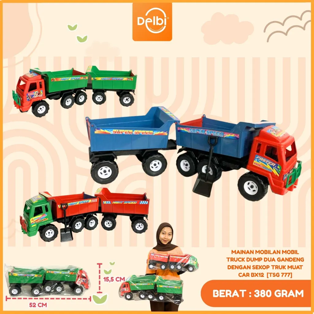 [TSG 777] MAINAN MOBILAN MOBIL TRUCK DUMP DUA GANDENG DENGAN SEKOP TRUK MUAT CAR PLASTIK PP BX12
