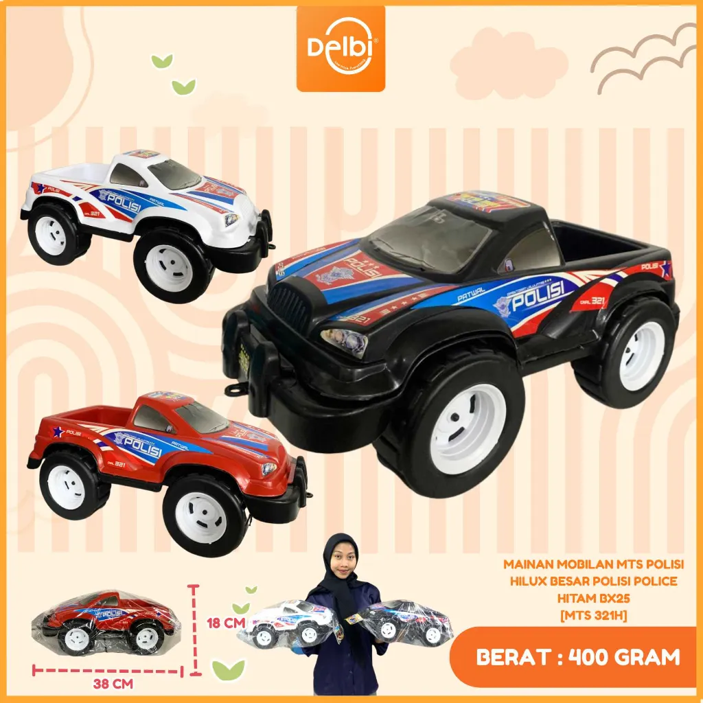 MAINAN MOBILAN MTS POLISI HILUX BESAR POLISI POLICE HITAM BX25