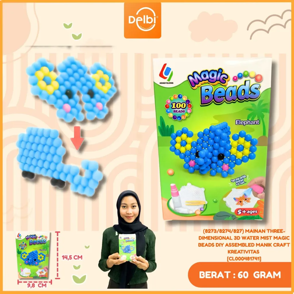 [CL000481741] (8273/8274/827) MAINAN THREE-DIMENSIONAL 3D WATER MIST MAGIC BEADS DIY ASSEMBLED MANIK CRAFT KREATIVITAS ANAK BX240
