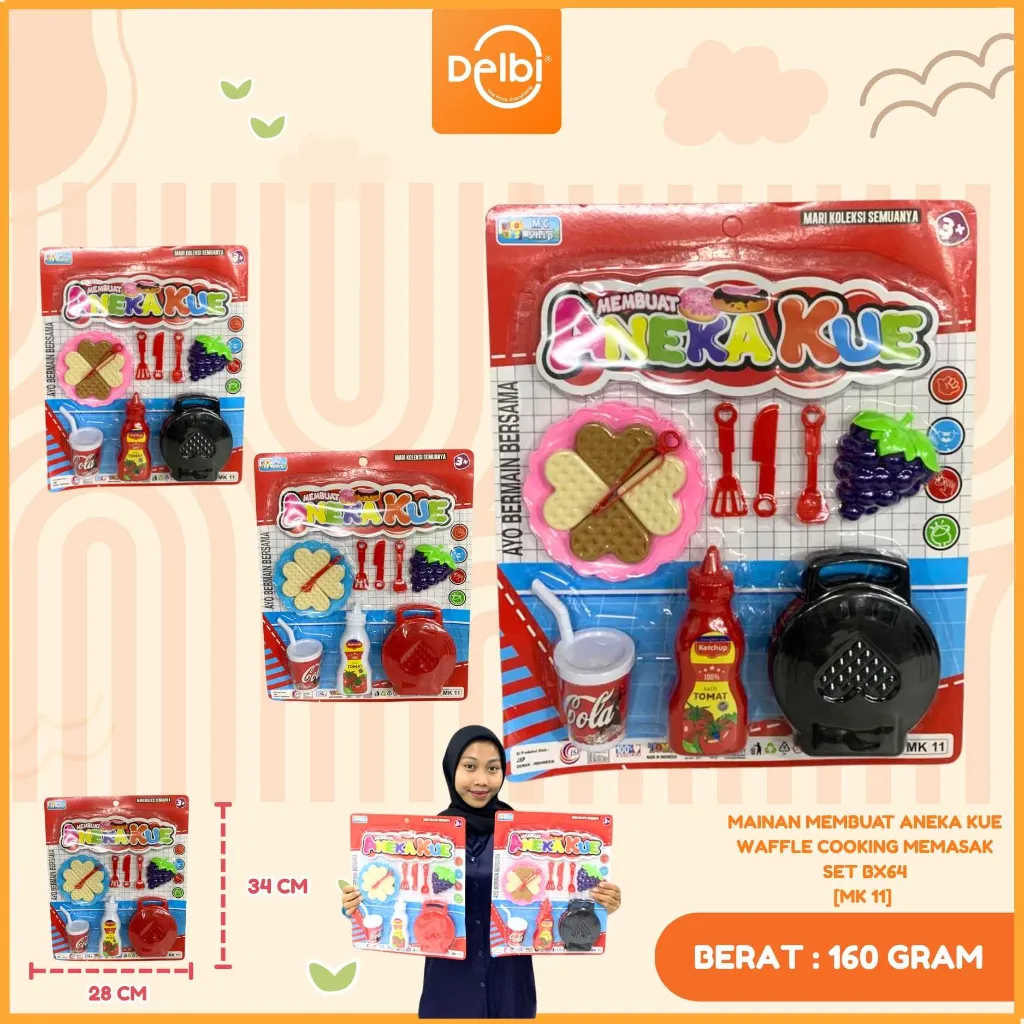 [MK 11] MAINAN MEMBUAT ANEKA KUE WAFFLE COOKING MEMASAK SET BX64