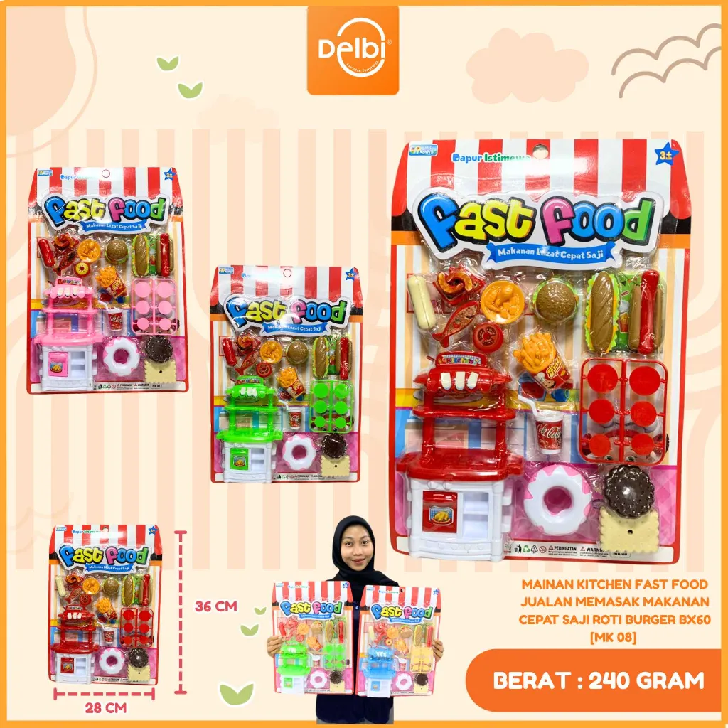 [MK 08] MAINAN KITCHEN FAST FOOD JUALAN MEMASAK MAKANAN CEPAT SAJI ROTI BURGER BX60