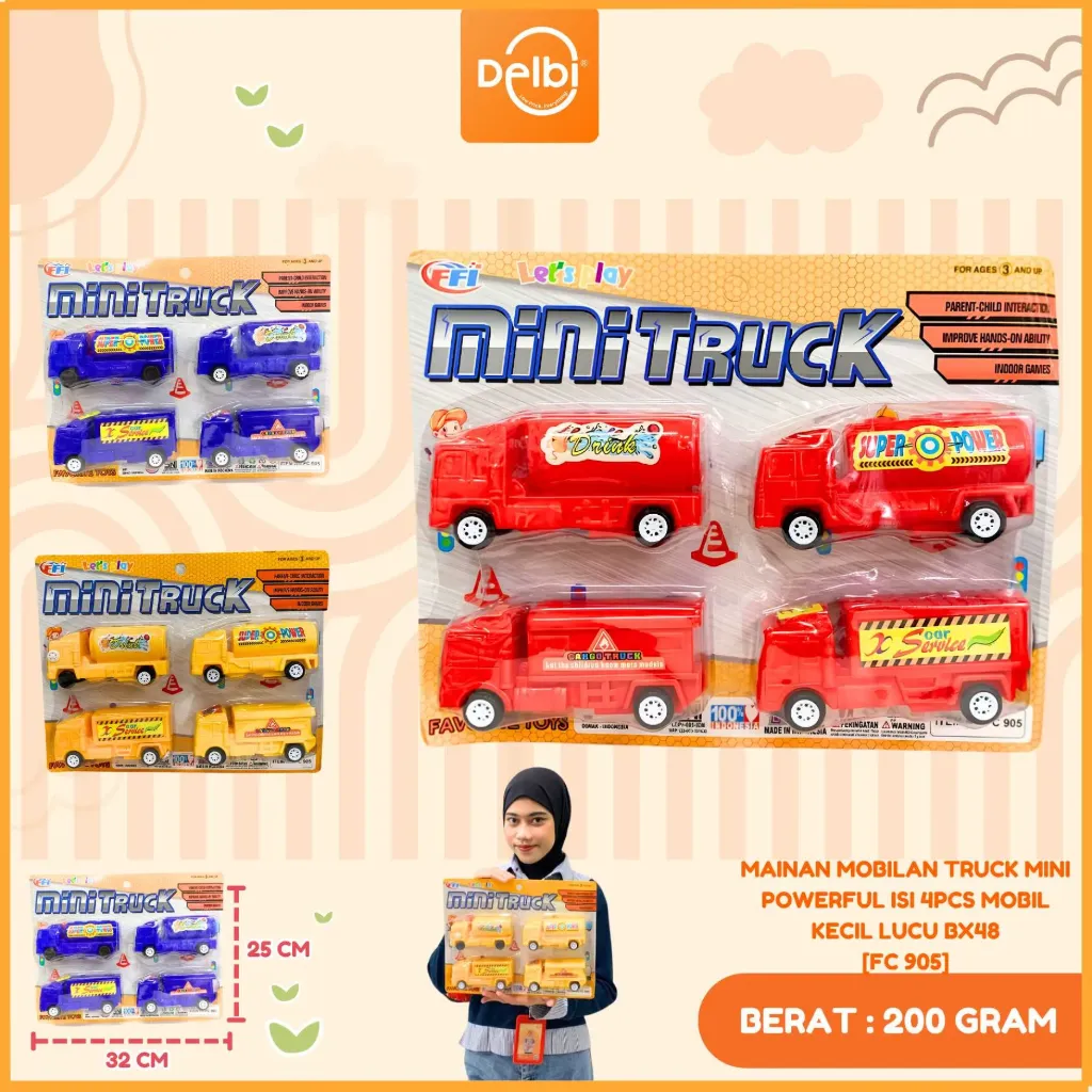 [FC 905] MAINAN MOBILAN TRUCK MINI POWERFUL ISI 4PCS MOBIL KECIL LUCU BX48