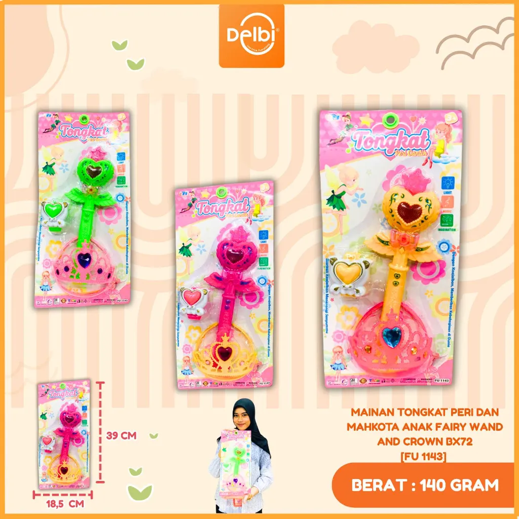[FU 1143] MAINAN TONGKAT PERI DAN MAHKOTA ANAK FAIRY WAND AND CROWN BX72