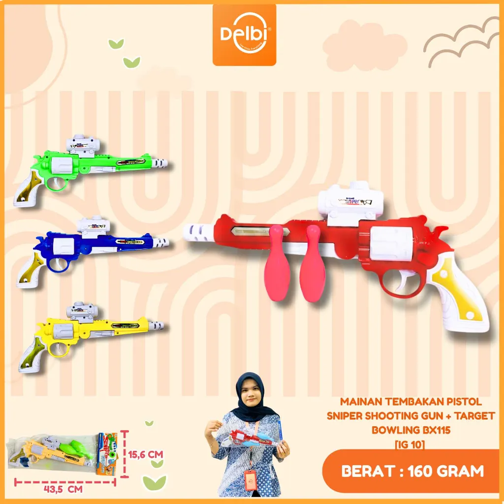 [IG 10] MAINAN TEMBAKAN PISTOL SNIPER SHOOTING GUN + TARGET BOWLING BX115
