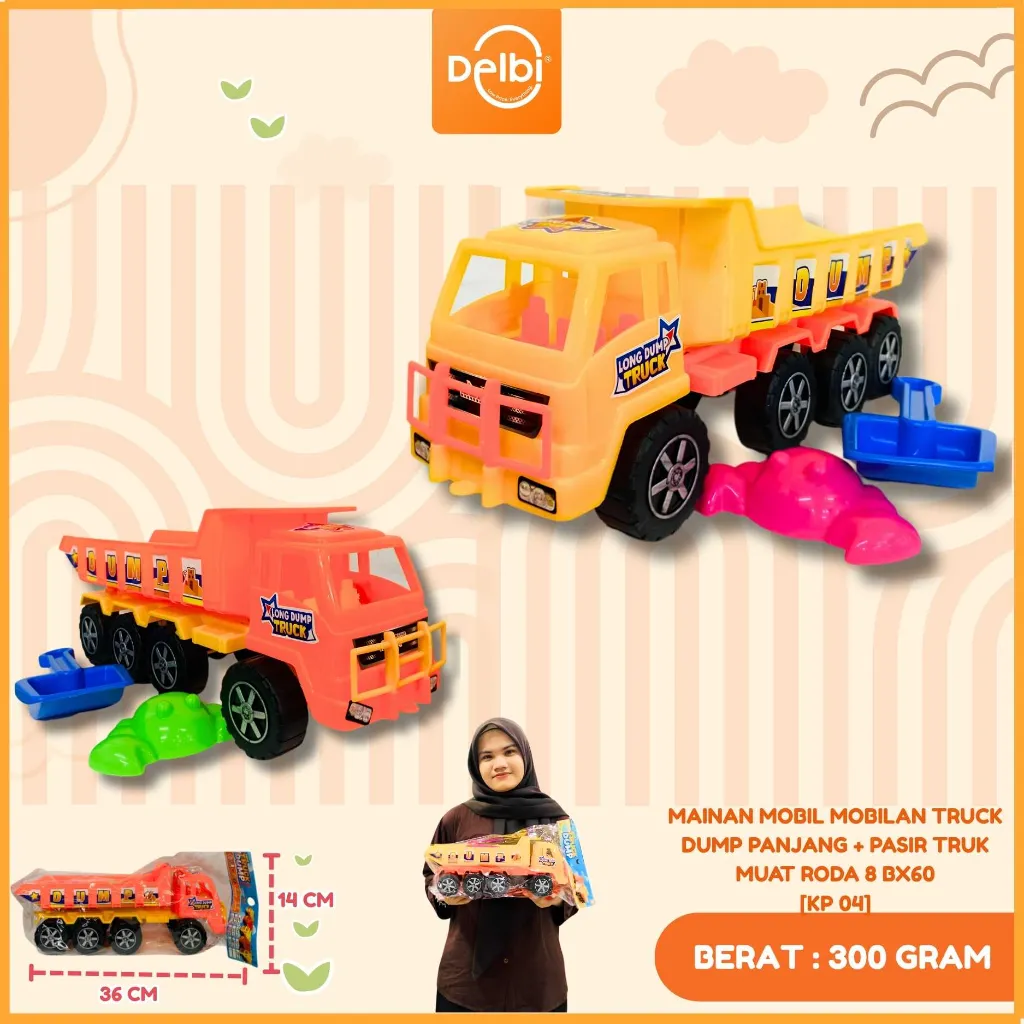 [KP 04] MAINAN MOBIL MOBILAN TRUCK DUMP PANJANG + PASIR TRUK MUAT RODA 8 PLASTIK PP BX60
