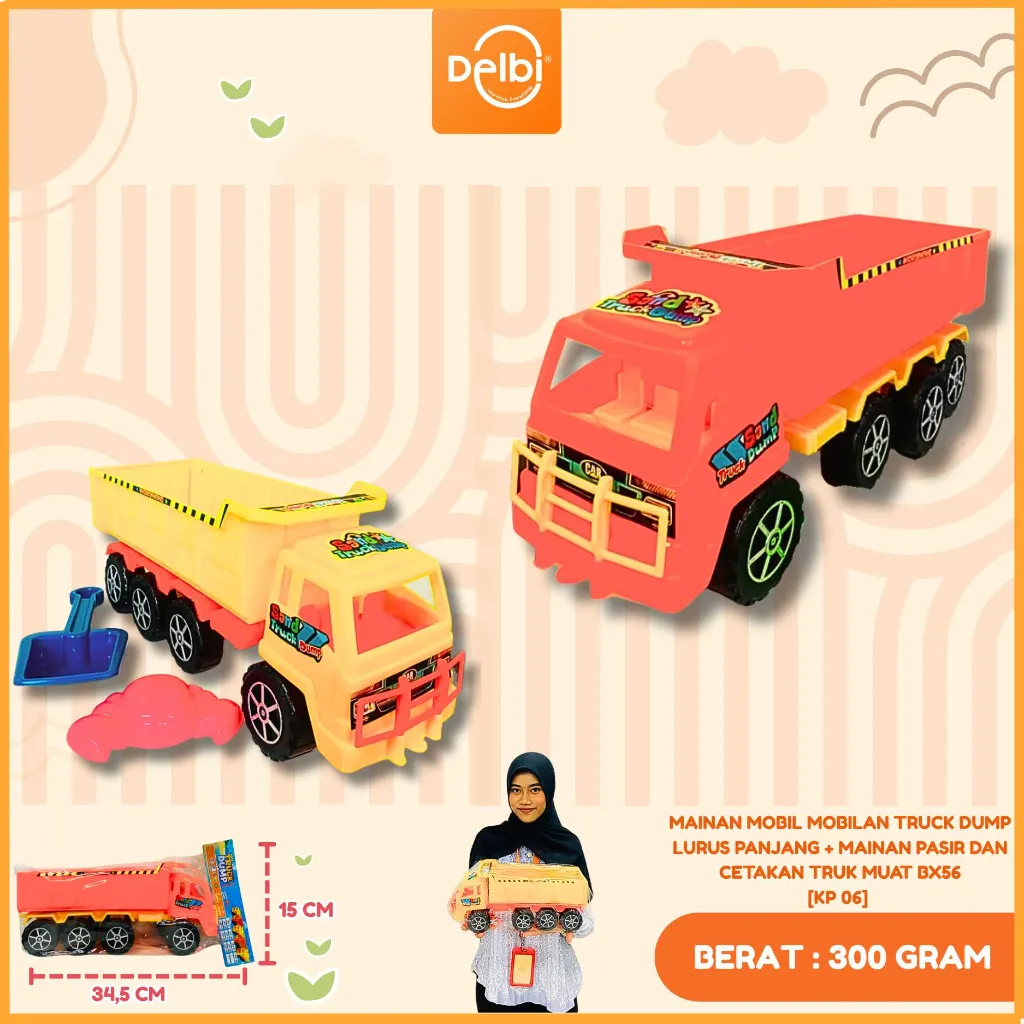 [KP 06] MAINAN MOBIL MOBILAN TRUCK DUMP LURUS PANJANG + MAINAN PASIR DAN CETAKAN TRUK MUAT PLASTIK PP BX56