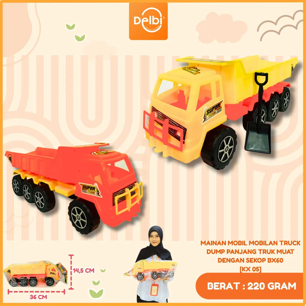 [KX 05] MAINAN MOBIL MOBILAN TRUCK DUMP PANJANG TRUK MUAT DENGAN SEKOP PLASTIK OPP BX60