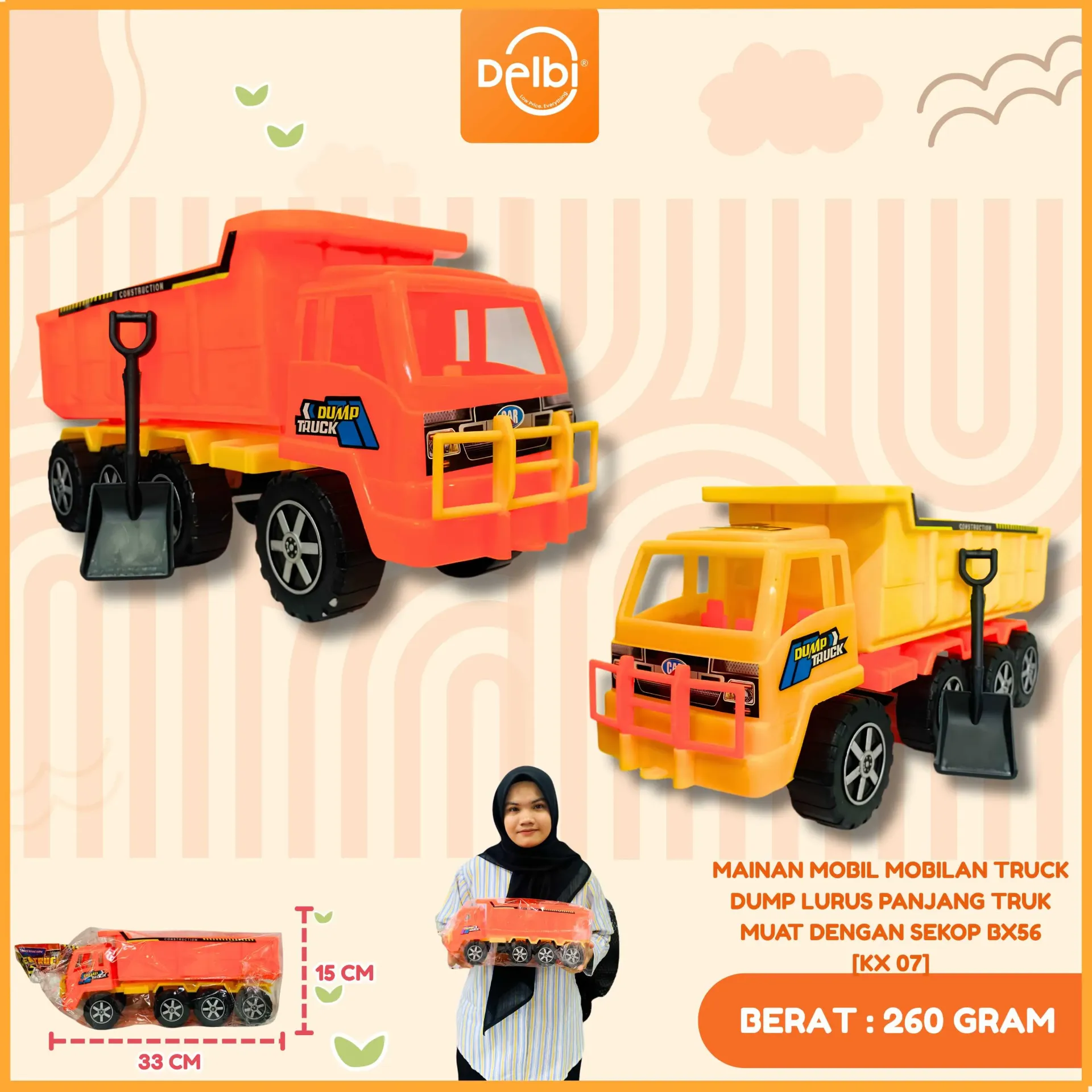 [KX 07] MAINAN MOBIL MOBILAN TRUCK DUMP LURUS PANJANG TRUK MUAT DENGAN SEKOP BX56