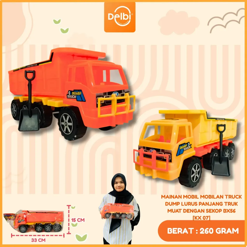 [KX 07] MAINAN MOBIL MOBILAN TRUCK DUMP LURUS PANJANG TRUK MUAT DENGAN SEKOP PLASTIK OPP BX56