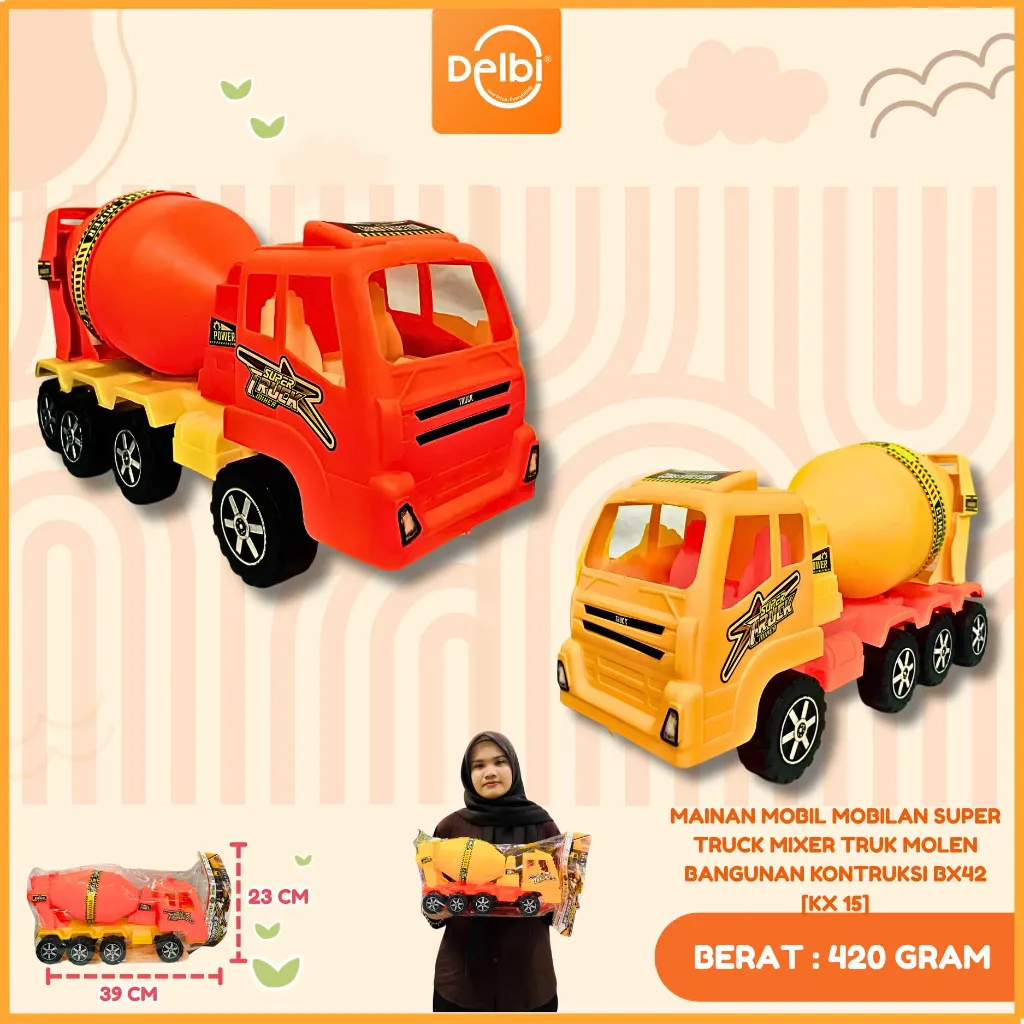 [KX 15] MAINAN MOBIL MOBILAN SUPER TRUCK MIXER TRUK MOLEN BANGUNAN KONTRUKSI PLASTIK PP BX42