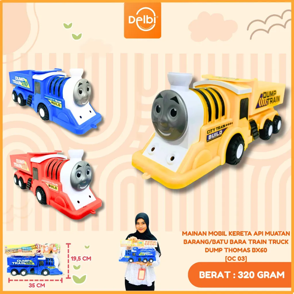 [OC 03] MAINAN MOBIL KERETA API MUATAN BARANG/BATU BARA TRAIN TRUCK DUMP THOMAS NON BATERAI PLASTIK PP BX60