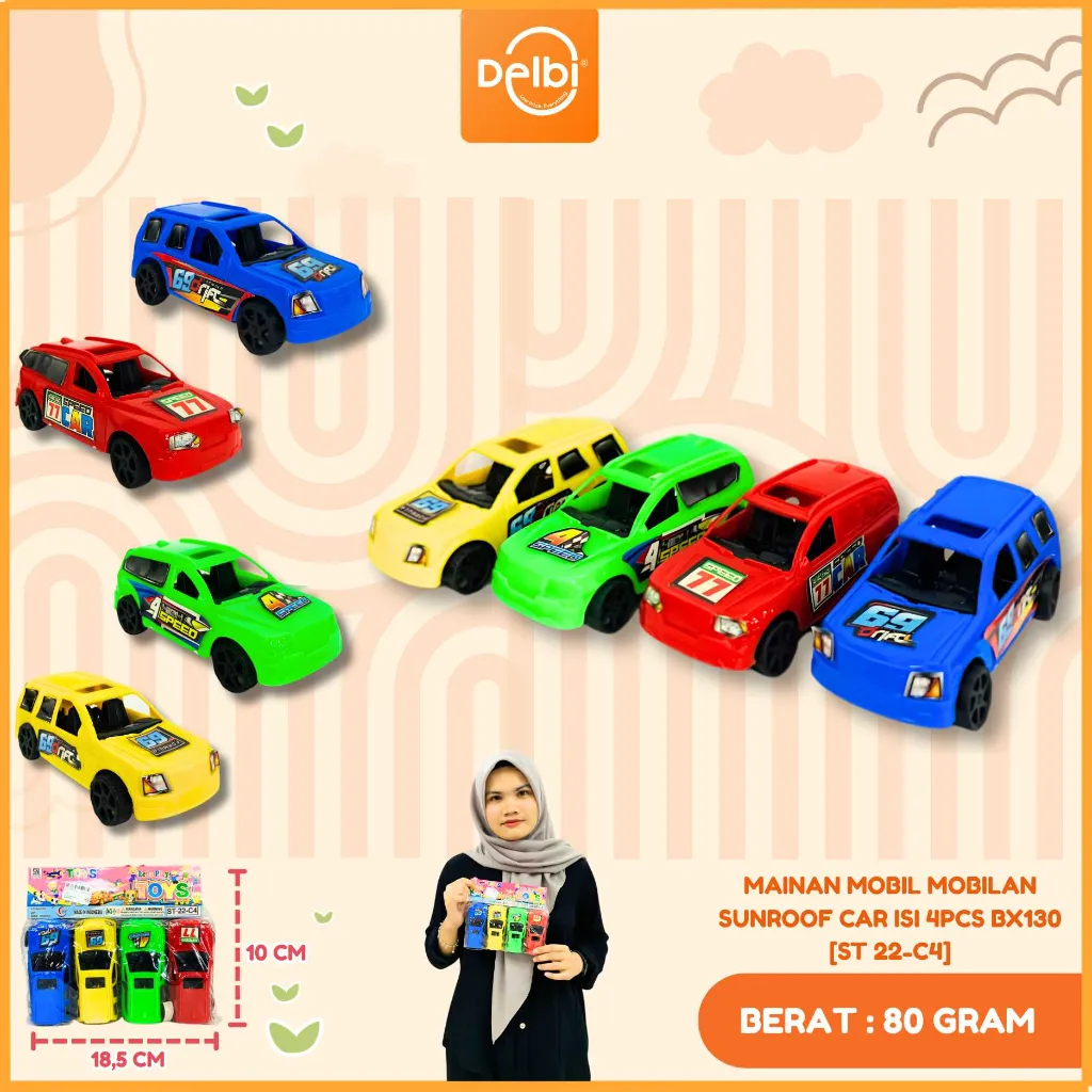 [ST 22-C4] MAINAN MOBIL MOBILAN SUNROOF CAR ISI 4PCS PLASTIK PP BX130