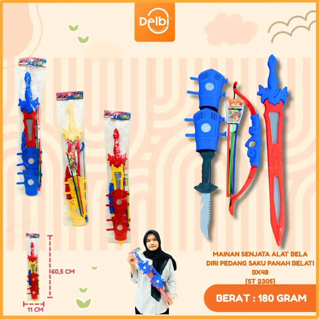 [ST 2305] MAINAN SENJATA ALAT BELA DIRI PEDANG SAKU PANAH BELATI BX48