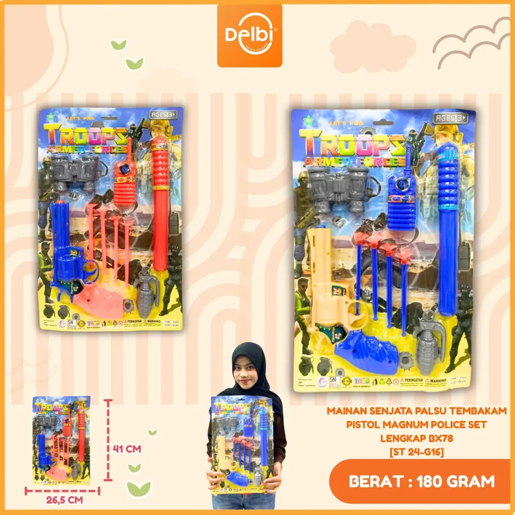 [ST 24-G16] MAINAN SENJATA PALSU TEMBAKAM PISTOL MAGNUM POLICE SET LENGKAP BX78