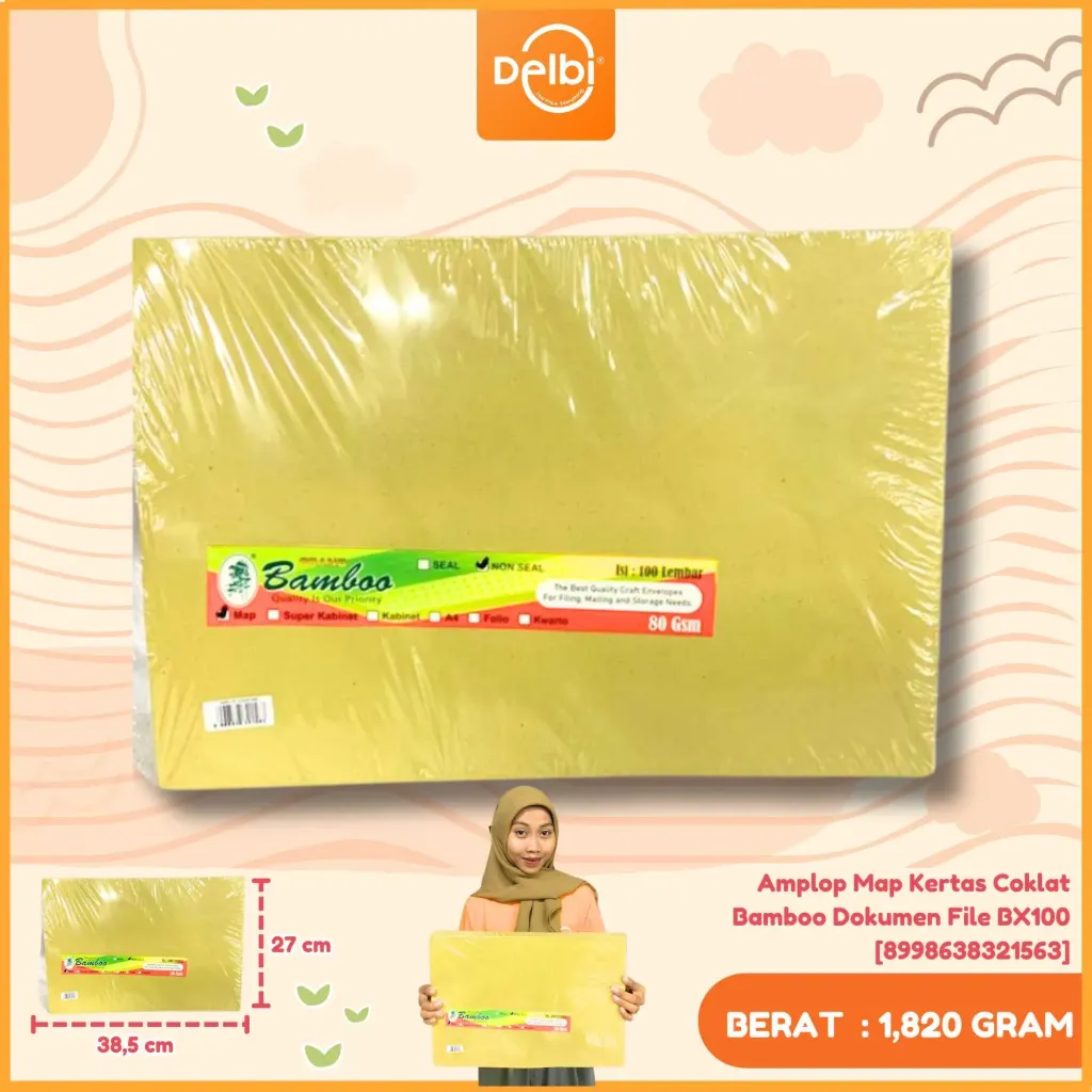 [8998638321563] Amplop Map Kertas Coklat Bamboo Dokumen File BX100