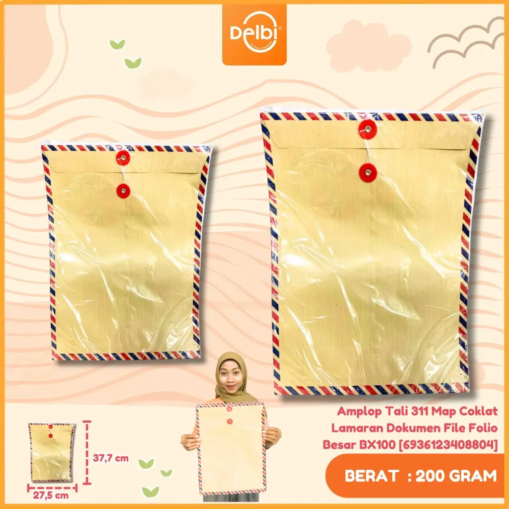 [6936123408804] Amplop Tali 311 Map Coklat Lamaran Dokumen File Folio Besar BX100