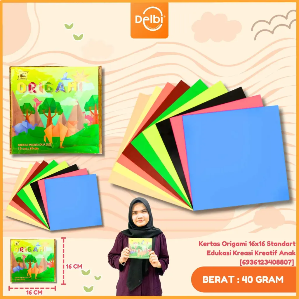 [6936123408807] Kertas Origami 16x16 Standart Edukasi Kreasi Kreatif Anak