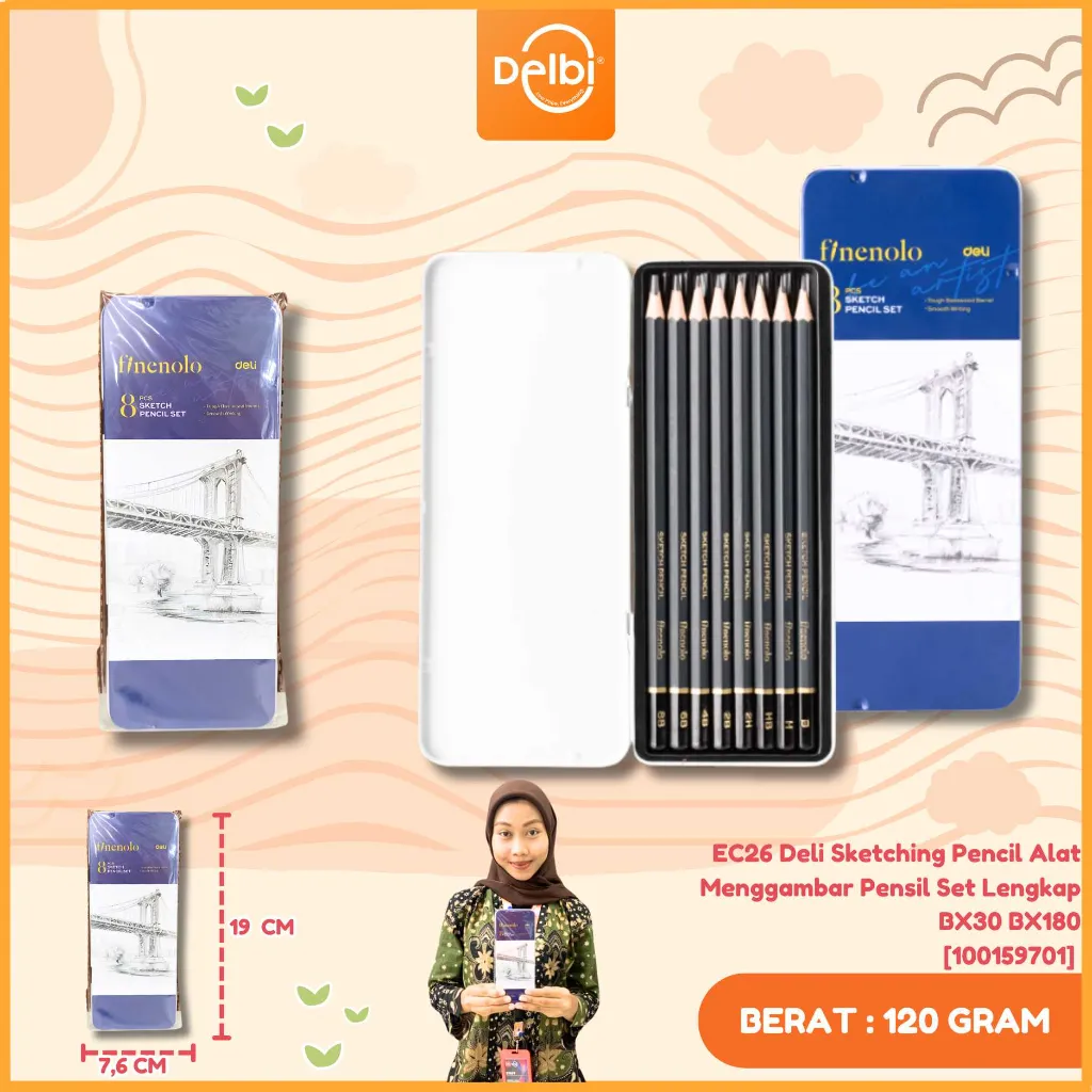 [100159701] EC26 Deli Sketching Pencil Alat Menggambar Pensil Set Lengkap BX30 BX180