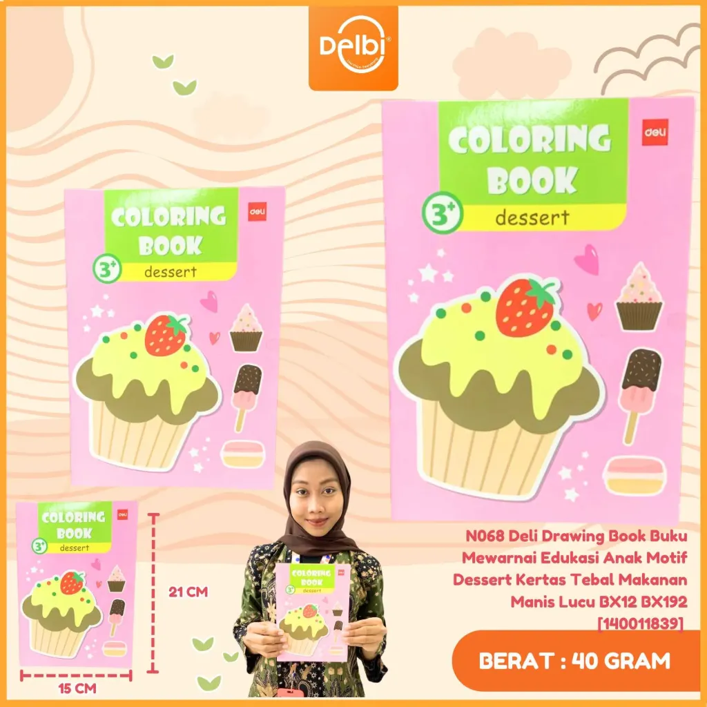 N068 Deli Drawing Book Buku Mewarnai Edukasi Anak Motif Dessert Kertas Tebal Makanan Manis Lucu BX12 BX192