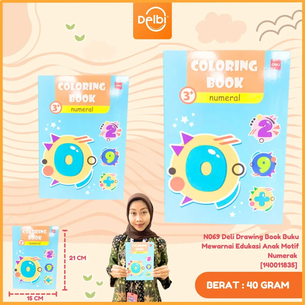 [140011835] N069 Deli Drawing Book Buku Mewarnai Edukasi Anak Motif Numerak Kertas Tebal Belajar Angka BX12 BX192