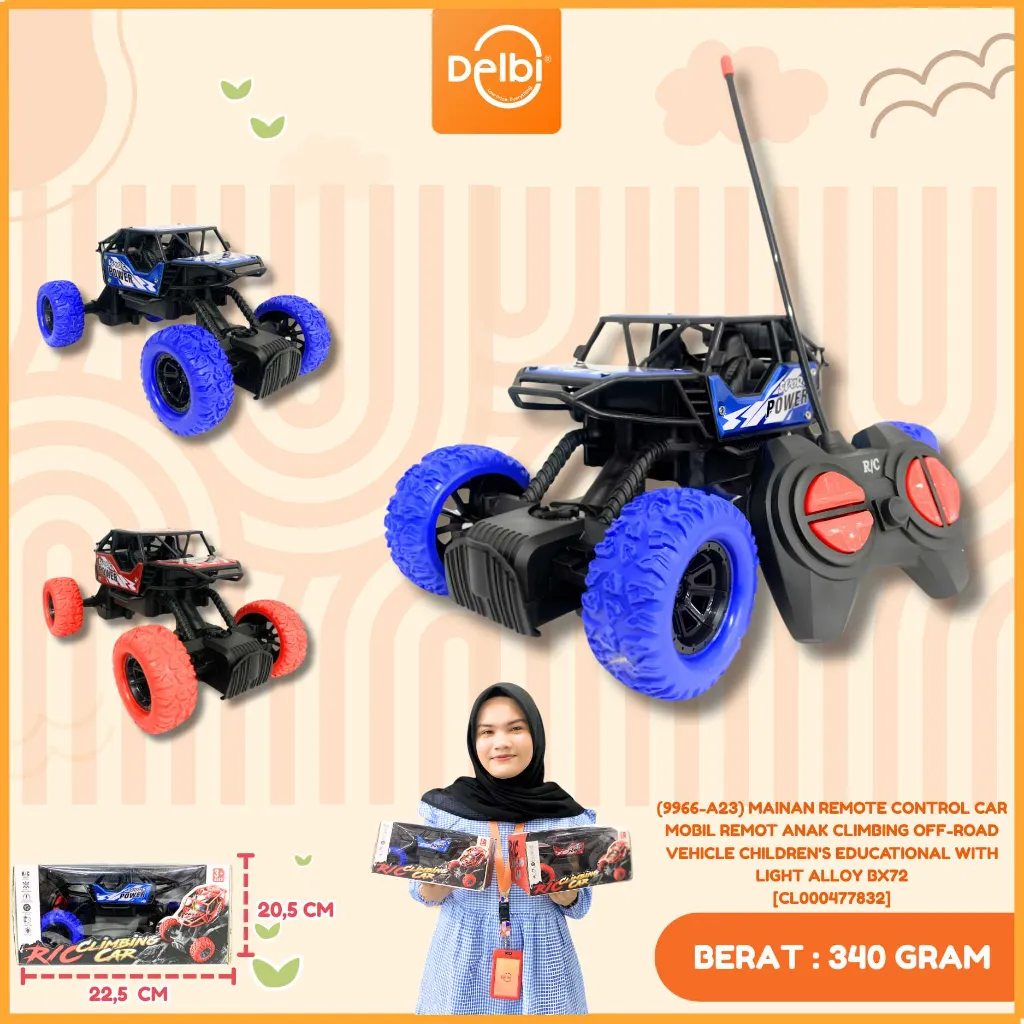 (9966-A23) MAINAN REMOTE CONTROL CAR MOBIL REMOT ANAK CLIMBING OFF-ROAD VEHICLE CHILDREN'S EDUCATIONAL WITH LIGHT ALLOY BX72
