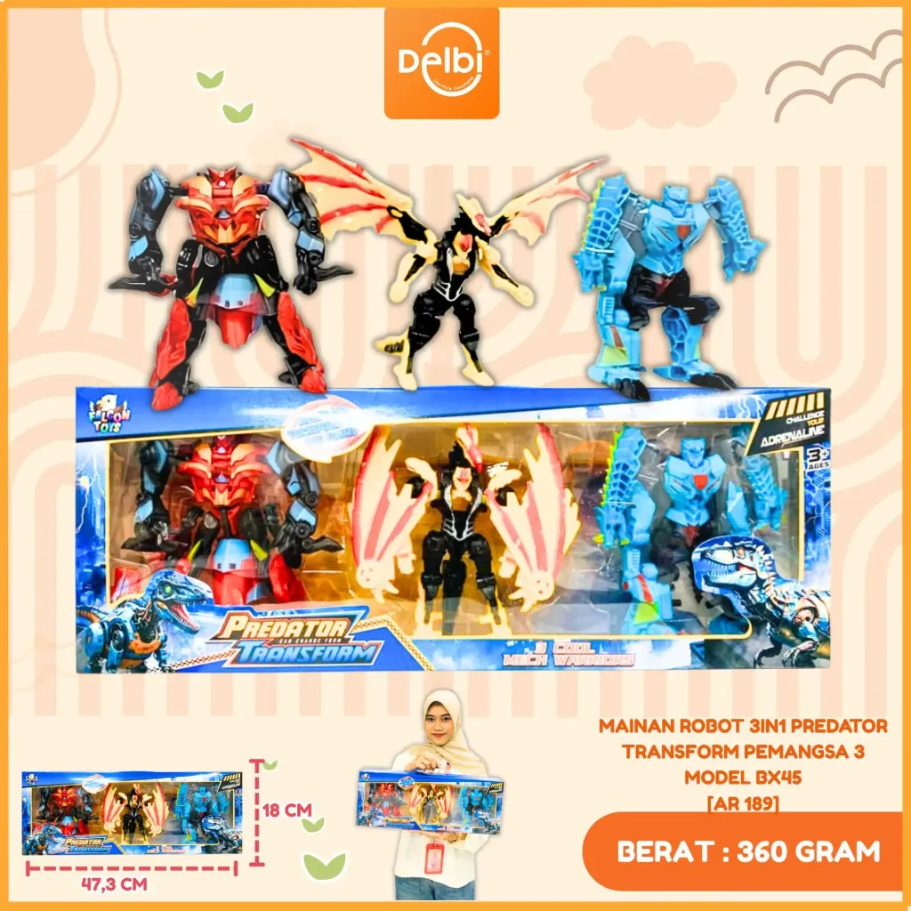 [AR 189] MAINAN ROBOT 3IN1 PREDATOR TRANSFORM PEMANGSA 3 MODEL BX45