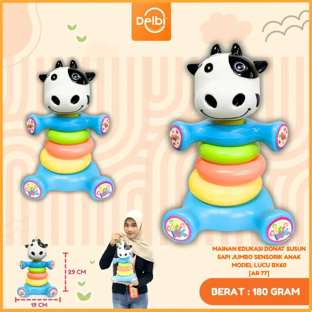 [AR 77] MAINAN EDUKASI DONAT SUSUN SAPI JUMBO SENSORIK ANAK MODEL LUCU BX60