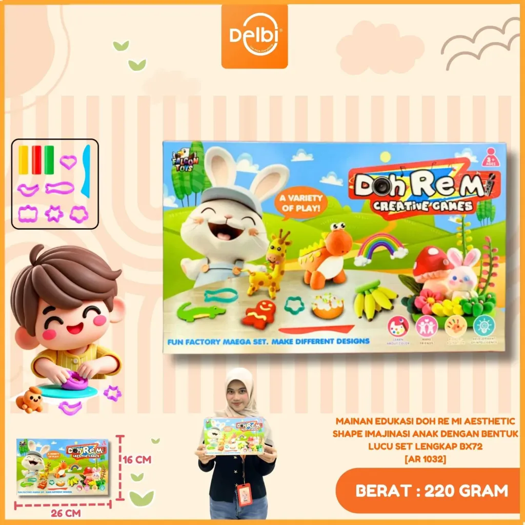 [AR 1032] MAINAN EDUKASI DOH RE MI AESTHETIC SHAPE IMAJINASI ANAK DENGAN BENTUK LUCU SET LENGKAP BX72
