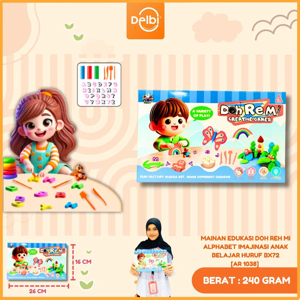 MAINAN EDUKASI DOH REH MI ALPHABET IMAJINASI ANAK BELAJAR HURUF BX72