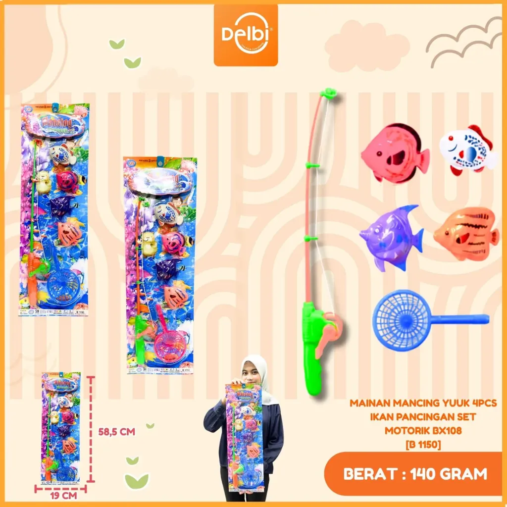 [B 1150] MAINAN MANCING YUUK 4PCS IKAN PANCINGAN SET MOTORIK BX108