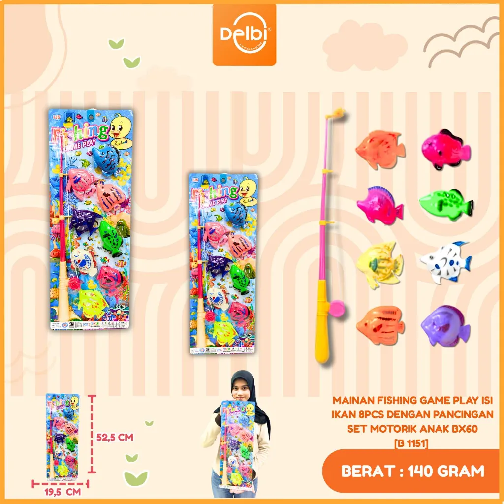[B 1151] MAINAN FISHING GAME PLAY ISI IKAN 8PCS DENGAN PANCINGAN SET MOTORIK ANAK BX60