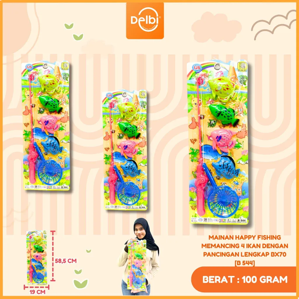 [B 544] MAINAN HAPPY FISHING MEMANCING 4 IKAN DENGAN PANCINGAN LENGKAP BX70
