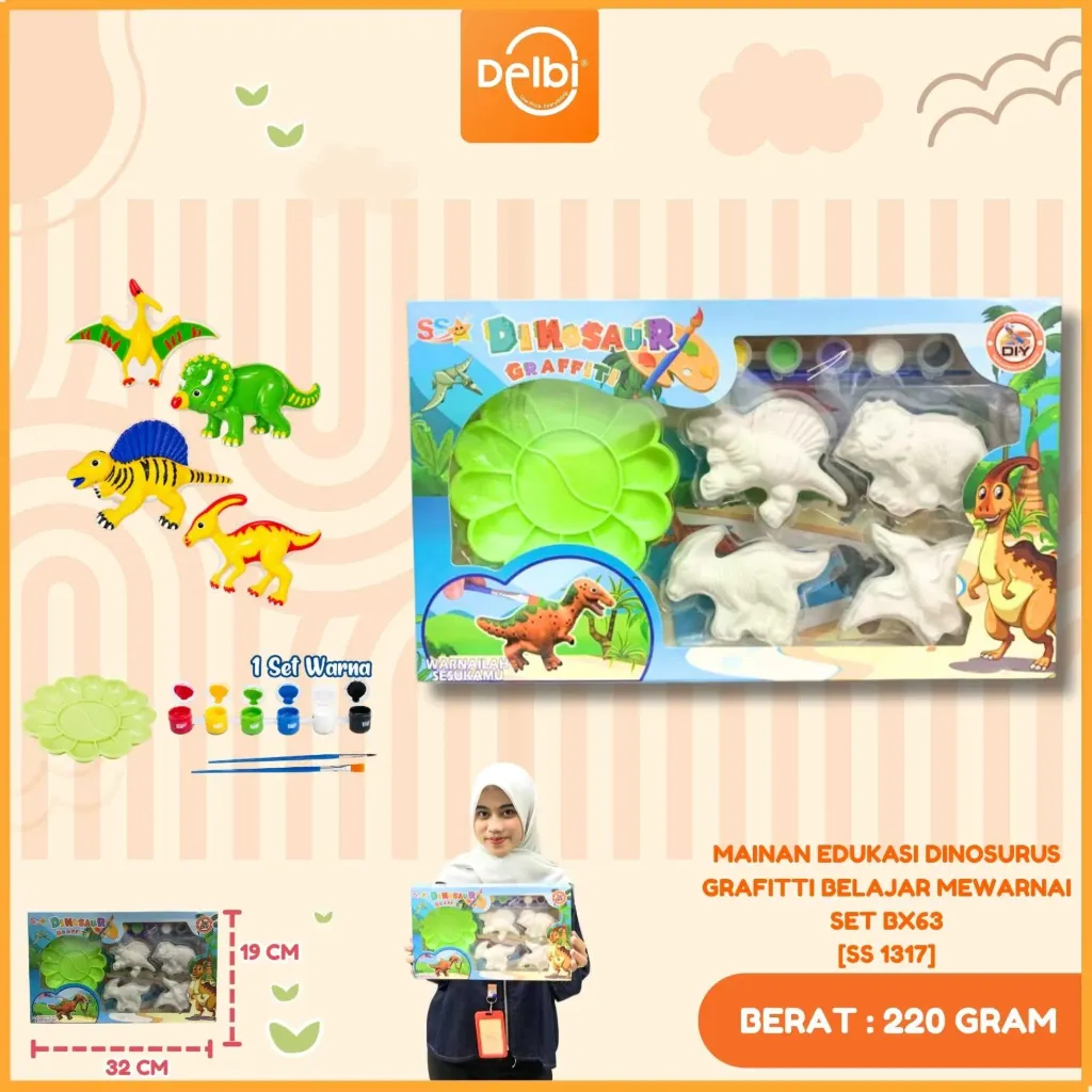 [SS 1317] MAINAN EDUKASI DINOSURUS GRAFITTI BELAJAR MEWARNAI SET BX63