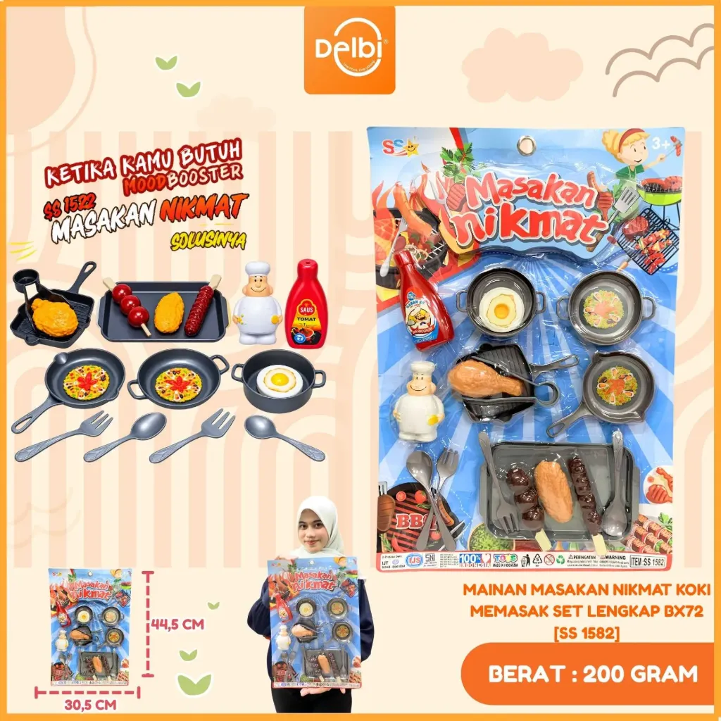 MAINAN MASAKAN NIKMAT KOKI MEMASAK SET LENGKAP BX72