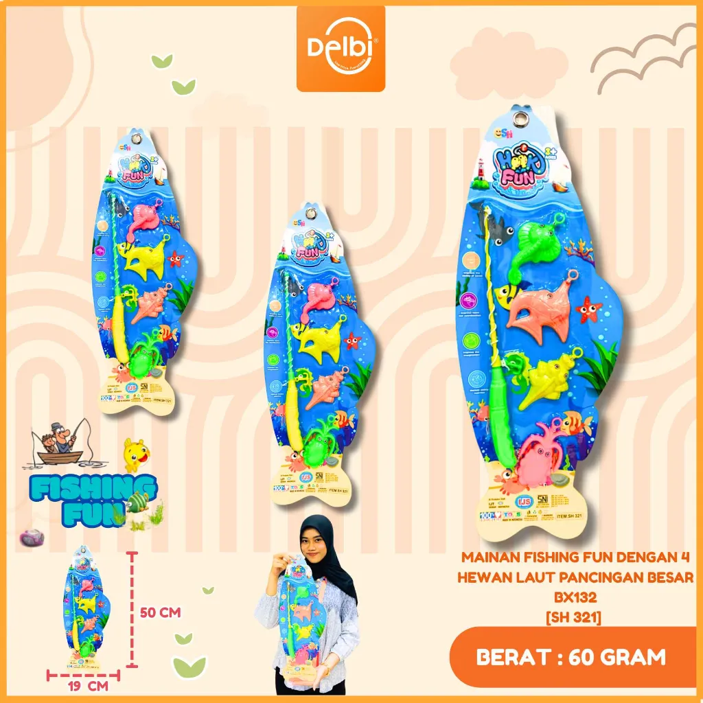 MAINAN FISHING FUN DENGAN 4 HEWAN LAUT PANCINGAN BESAR BX132