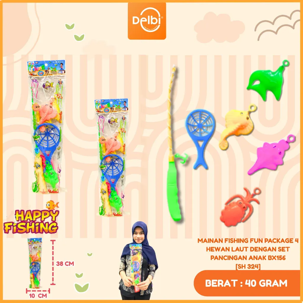 [SH 324] MAINAN FISHING FUN PACKAGE 4 HEWAN LAUT DENGAN SET PANCINGAN ANAK BX156